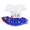 American's Birthday White Baby Bodysuit Patriotic American Star Pettiskirt & Sparkle Rhinestone Little Miss USA JS4461